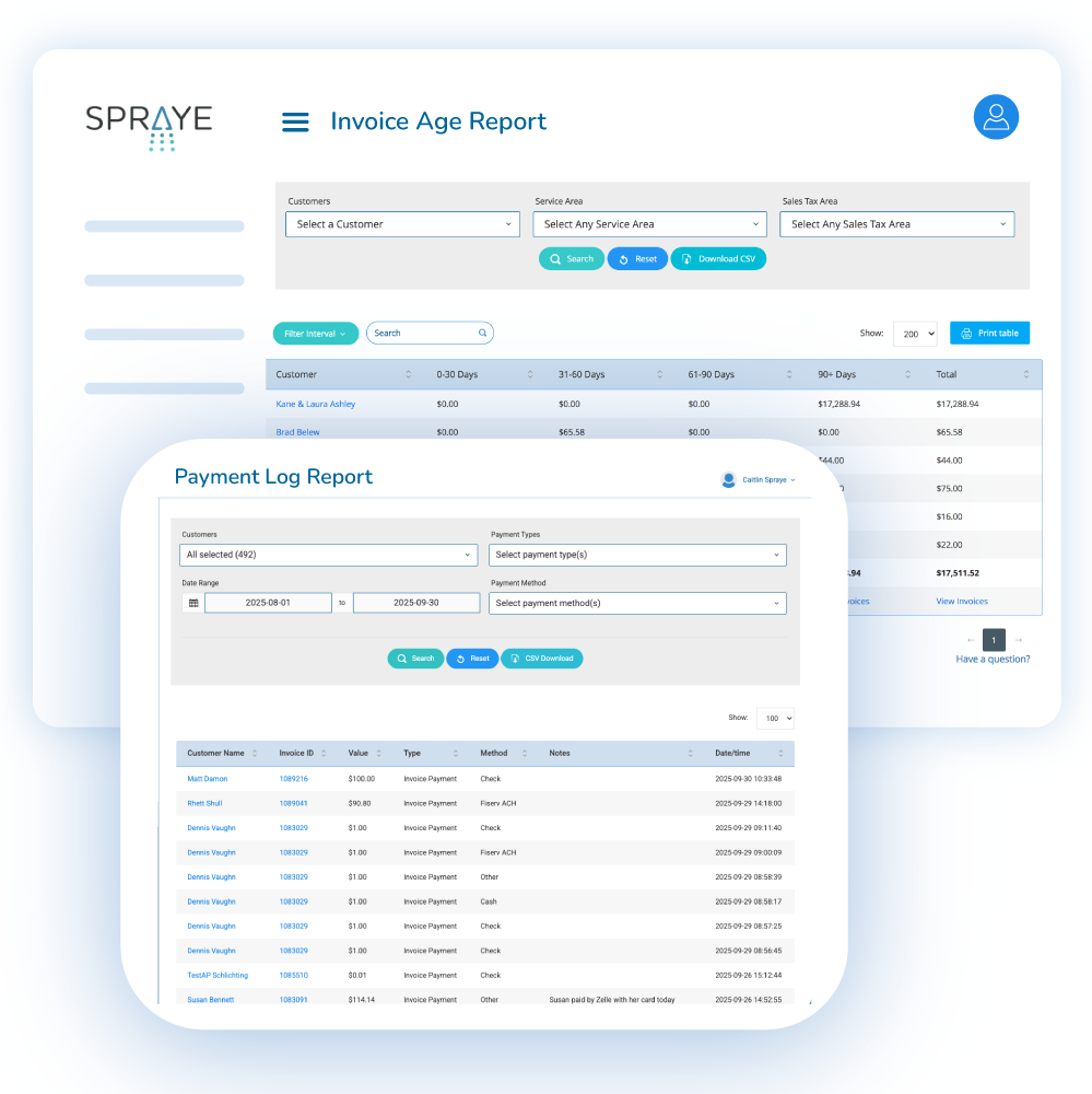 SPRAYE Invoice Reports